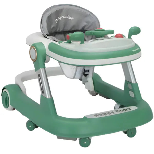 4 In 1 Adjustable Baby Walker With Music- Green