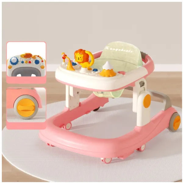 Height Adjustable 2 in 1 Baby Walker-Pink (WRHC61)