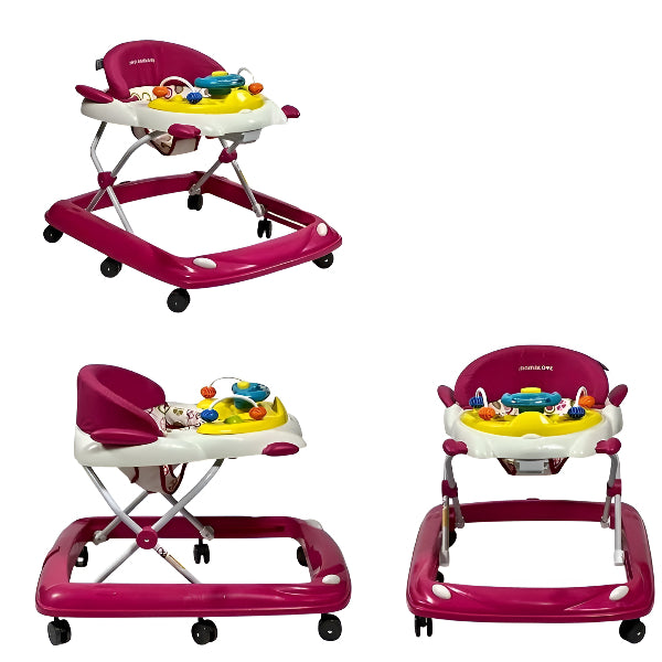Mamalove Premium Foldable Baby Walker – Adjustable Infant And Toddler Walker With Soft Padded Seat- Pink 6M+ alternate