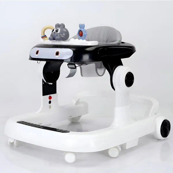 Adjustable Kids Walker Toys Simple Baby Walker with Light And Music and Swivel Wheels-Black