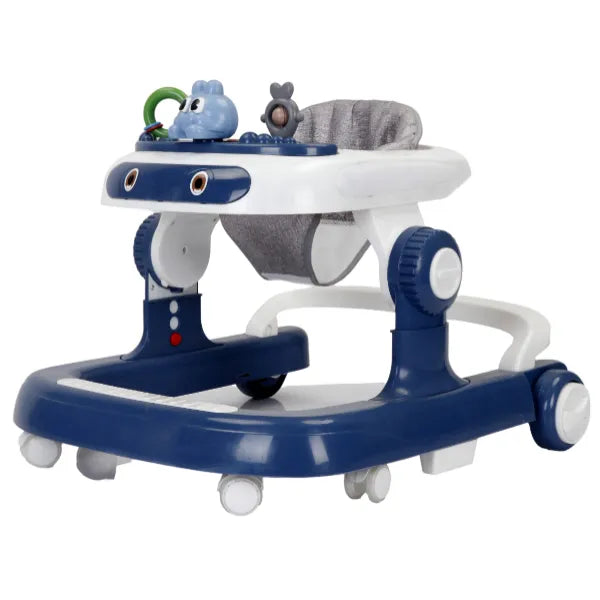 Adjustable Kids Walker Toys Simple Baby Walker with Light And Music and Swivel Wheels-Navy Blue